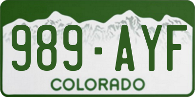 CO license plate 989AYF