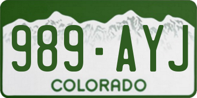 CO license plate 989AYJ