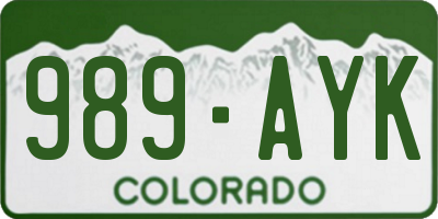 CO license plate 989AYK