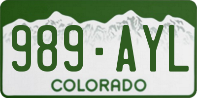 CO license plate 989AYL