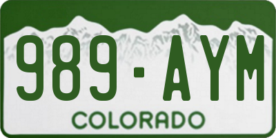 CO license plate 989AYM