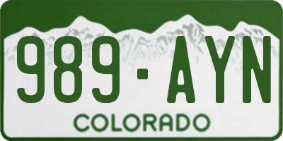 CO license plate 989AYN