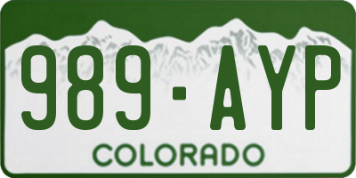 CO license plate 989AYP