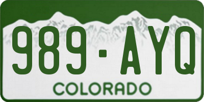 CO license plate 989AYQ