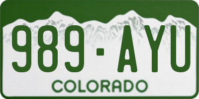 CO license plate 989AYU