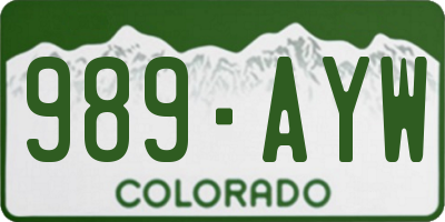CO license plate 989AYW