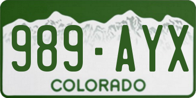CO license plate 989AYX