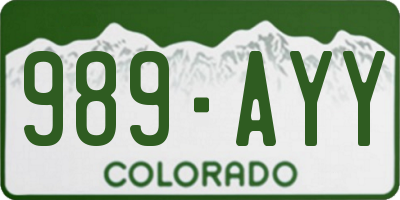 CO license plate 989AYY