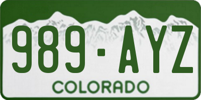 CO license plate 989AYZ