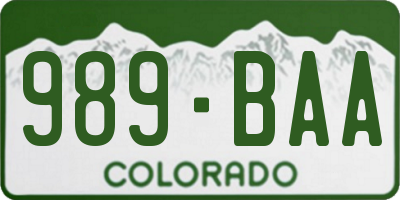 CO license plate 989BAA