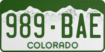 CO license plate 989BAE