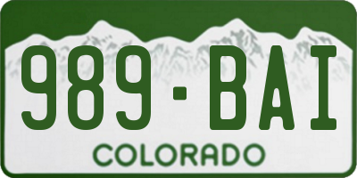 CO license plate 989BAI