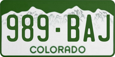 CO license plate 989BAJ