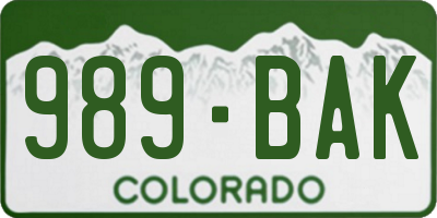 CO license plate 989BAK