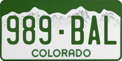 CO license plate 989BAL