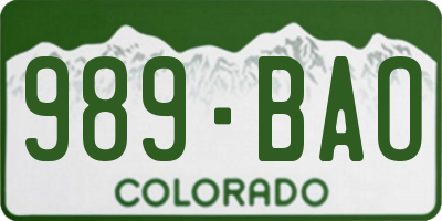 CO license plate 989BAO