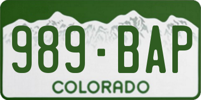 CO license plate 989BAP