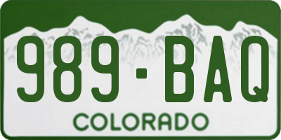 CO license plate 989BAQ