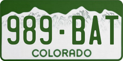 CO license plate 989BAT