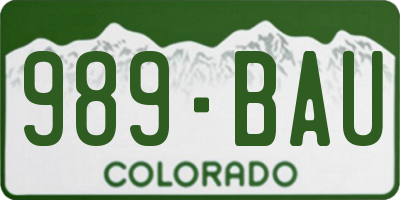 CO license plate 989BAU