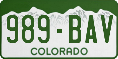 CO license plate 989BAV