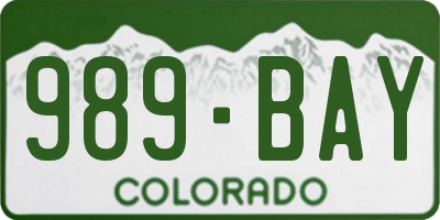 CO license plate 989BAY