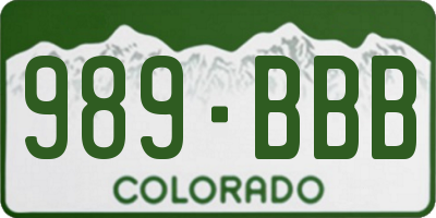 CO license plate 989BBB