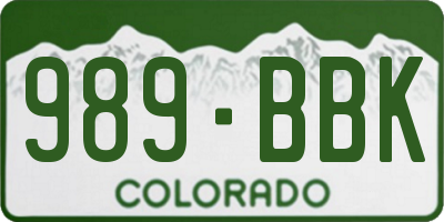 CO license plate 989BBK
