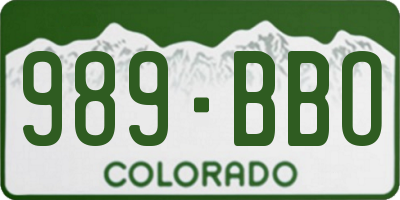 CO license plate 989BBO