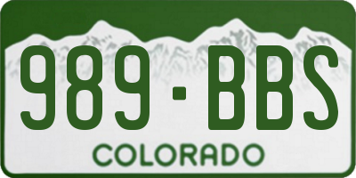 CO license plate 989BBS