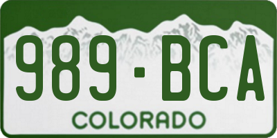 CO license plate 989BCA