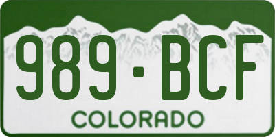 CO license plate 989BCF
