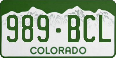 CO license plate 989BCL