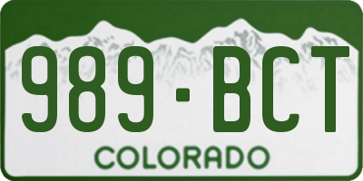 CO license plate 989BCT