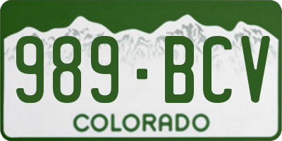 CO license plate 989BCV