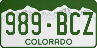 CO license plate 989BCZ