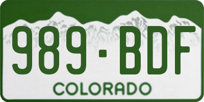 CO license plate 989BDF