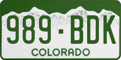CO license plate 989BDK