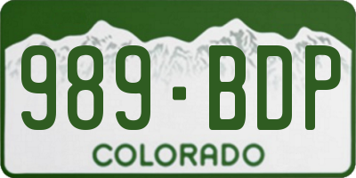 CO license plate 989BDP