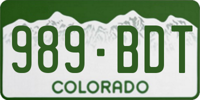 CO license plate 989BDT