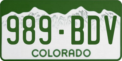 CO license plate 989BDV