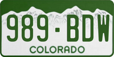 CO license plate 989BDW