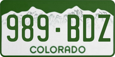 CO license plate 989BDZ