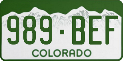 CO license plate 989BEF