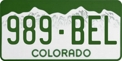 CO license plate 989BEL