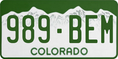 CO license plate 989BEM