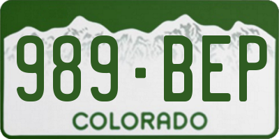CO license plate 989BEP
