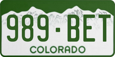 CO license plate 989BET