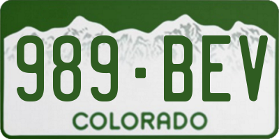 CO license plate 989BEV