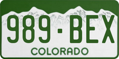 CO license plate 989BEX